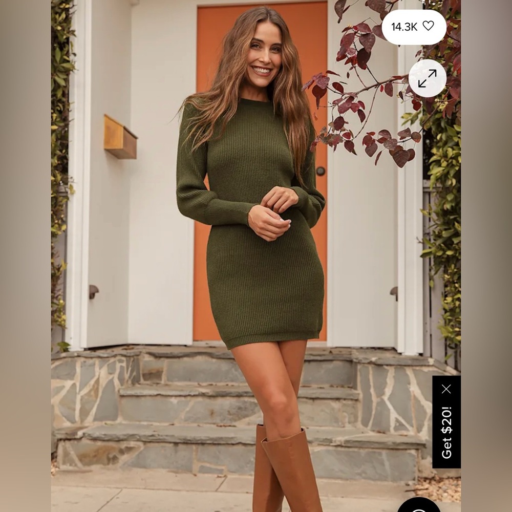 Lulu's Forest Green Long Sleeve Dress